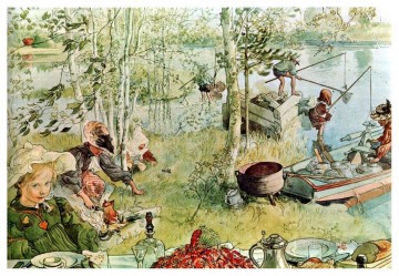 カール・ラーソン Painting - ザリガニの季節が始まる 1897年 カール・ラーソン